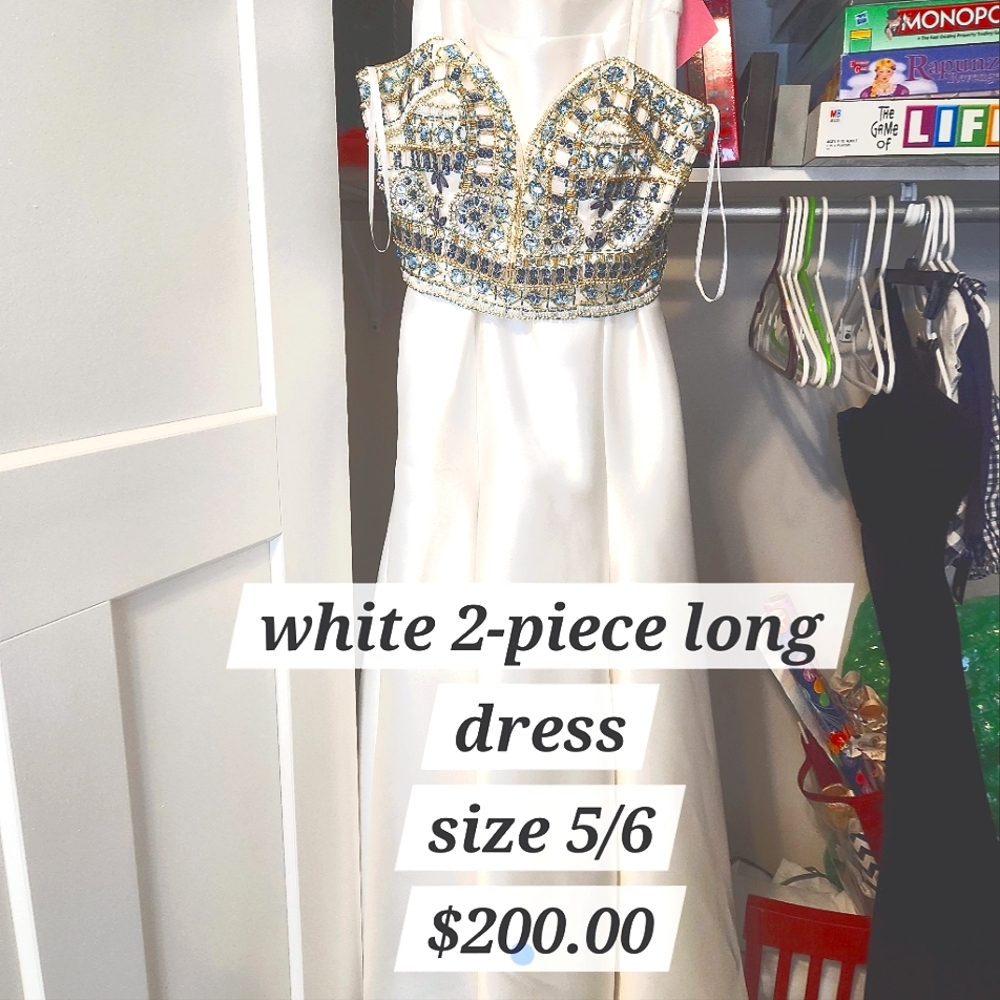 White 2-piece long formal dress